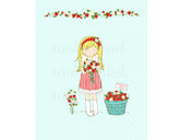 Miss Strawberry Illustration - Aqua